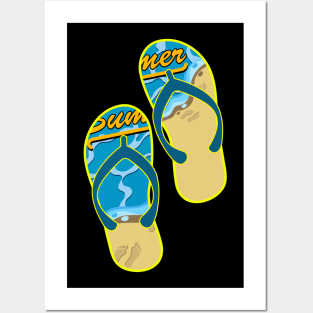 beach flip flops Posters and Art